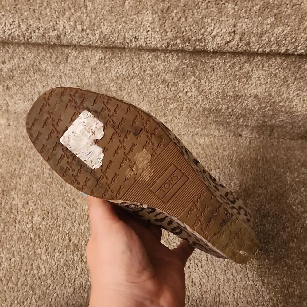 Toms Women's Leopard-Print Peeptoe Wedge Heels Size 6